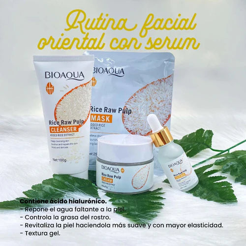 Kit x 5 Rutina Facial Oriental de Arroz | Tratamiento Facial Anti-Edad y Aclarante - BIOAQUA